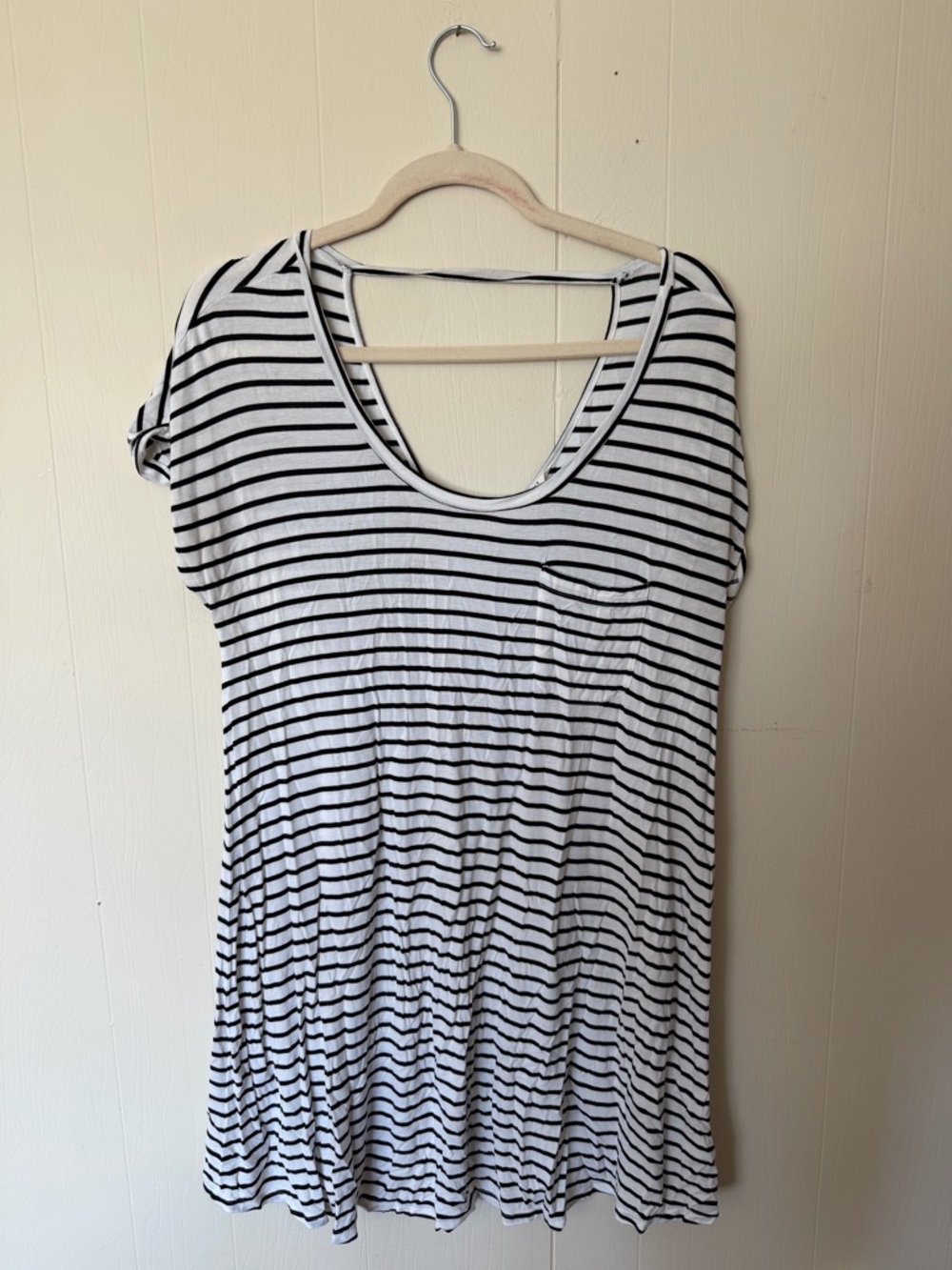 American Eagle Outfitters Black & White Striped Scoop Neck T-Shirt Dress